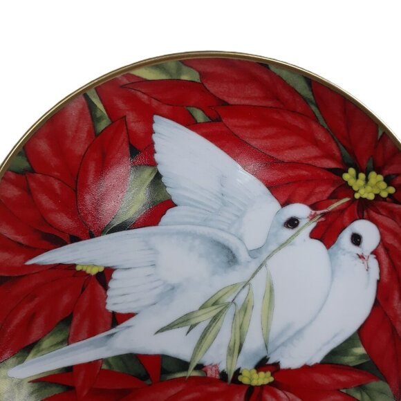 Franklin Mint American Lung Society Christmas Dove Fine Porcelain Plate Holiday - Picture 2 of 6